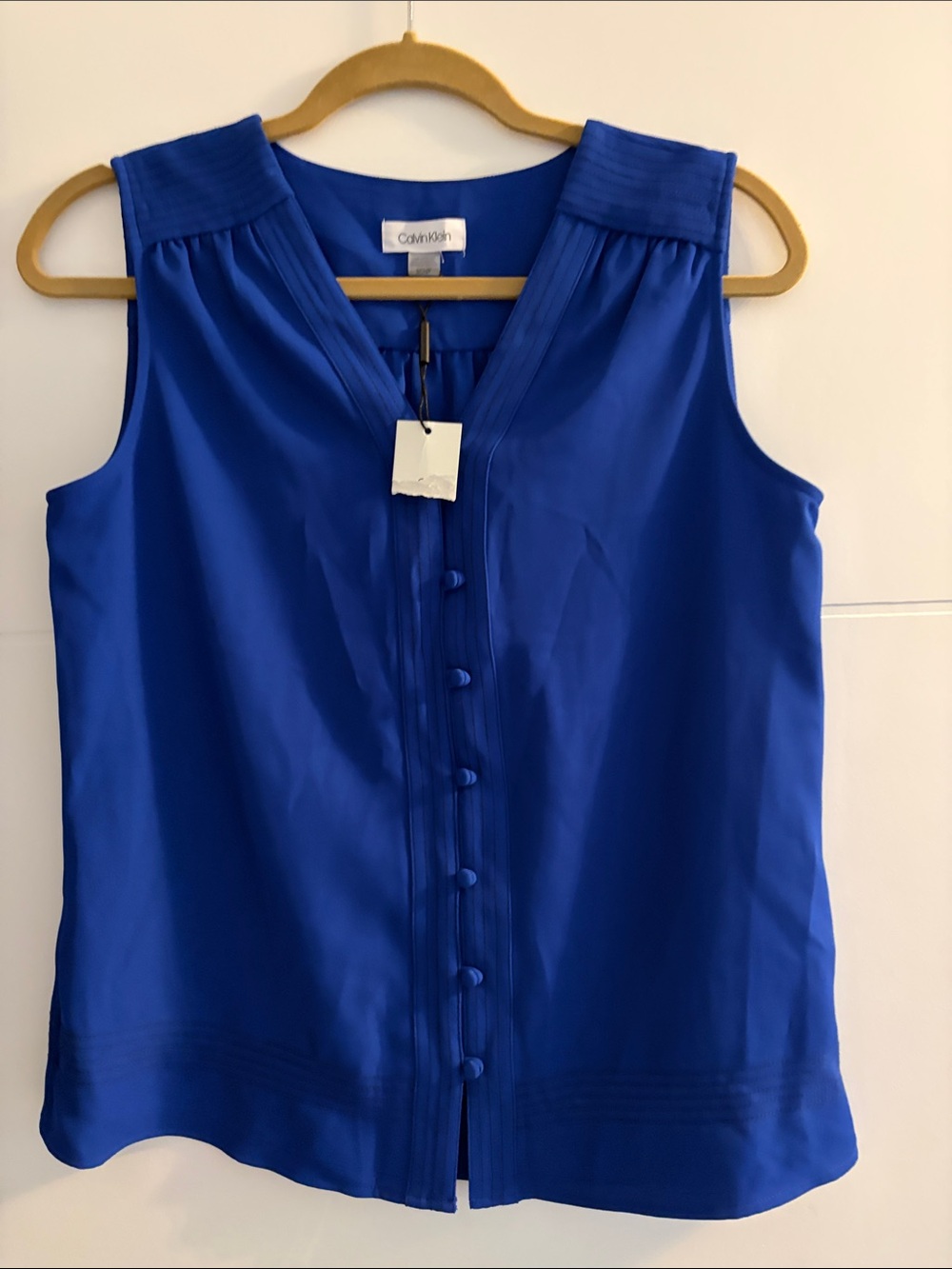 Calvin Klein Royal Blue Sleeveless V-Neck Button-Front Camisole